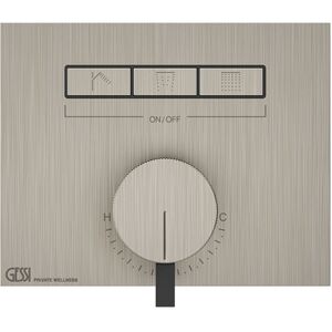 Gessi HI-FI, Fertigmontageset für 1/2 Unterputz-Einhebelmischer mit Tasten-Bedienung nur zur horizontalen Montage, 3 separate Ausgänge, 63081, Farbe: Finox Optik