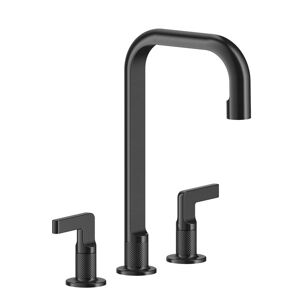 Gessi Inciso- 3-Loch-Waschtischarmatur mit Auslauf H=212 mm x Ausladung 160 mm, mit Ablaufgarnitur, 58015, Farbe: Schwarz XL