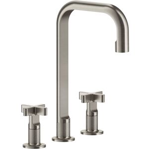 Gessi Inciso+ 3-Loch-Waschtischarmatur, Auslauf H=212 mm x Ausladung 160 mm, mit Ablaufgarnitur, 58115, Farbe: Finox Optik