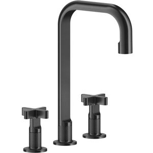 Gessi Inciso+ 3-Loch-Waschtischarmatur, Auslauf H=212 mm x Ausladung 162 mm, ohne Ablaufgarnitur, 58116, Farbe: Schwarz XL