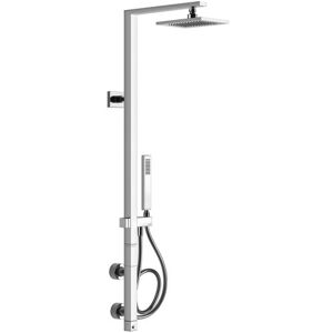 Gessi Rettangolo Duschsäule mit Aufputz-Thermostat, Höhe 1779 mm, automatische Umstellung, Kopfbrause 216x140 mm und Handbrause, 23407, Farbe: Finox Optik