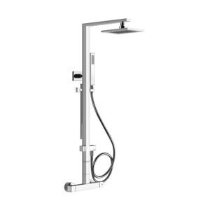 Gessi Rettangolo Duschsäule mit Aufputz-Thermostat, Höhe 1060 mm, automatischer Umstellung, Kopfbrause 216x140 mm und Handbrause, 23451, Farbe: Finox Optik