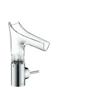 Hansgrohe AXOR Starck V Einhebel-Waschtischmischer 140 mit Glasauslauf und Ablaufgarnitur - Facettenschliff, Farbe: Chrom