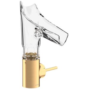 Hansgrohe AXOR Starck V Einhebel-Waschtischmischer 140 mit Glasauslauf und Ablaufgarnitur - Facettenschliff, Farbe: Brushed Brass