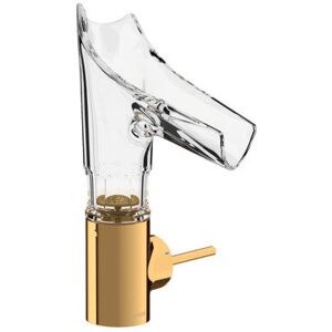 Hansgrohe AXOR Starck V Einhebel-Waschtischmischer 140 mit Glasauslauf und Ablaufgarnitur - Facettenschliff, Farbe: Polished Gold Optic