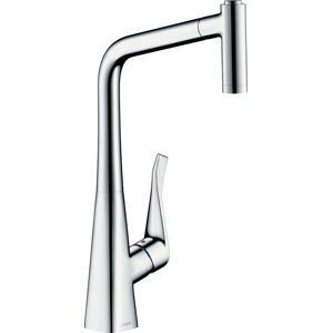 Hansgrohe Metris M71 Einhebel-Küchenmischer, ComfortZone320, EcoSmart, ausziehbar, 2jet, 14780, Farbe: Chrom