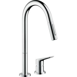 Hansgrohe Axor Citterio M 2-Loch Einhebel-Küchenmischer 220, Ausziehbrause Eco, 34824, Farbe: Polished Black Chrome