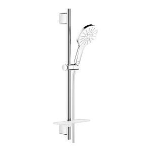 Grohe Rainshower Brausegarnitur 26577LS0 moon white, Brausestange 600mm, 3 Strahlarten, Durchflussbegrenzer 9,5 l/min