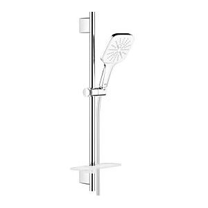 Grohe Rainshower Brausegarnitur 26584LS0 moon white, Brausestange 600mm, 3 Strahlarten, Durchflussbegrenzer 9,5 l/min