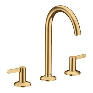 Hansgrohe Axor One 3-Loch-Waschtisch-Armatur 48050250 Ausladung 140mm, mit Push-Open-Ablaufgarnitur, brushed gold optic