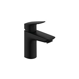 Hansgrohe Logis Einhebel-Waschtisch-Armatur 71100670 Ablaufgarnitur Kunststoff Zugstange, ohne CoolStart, Ausladung 108mm, mattschwarz