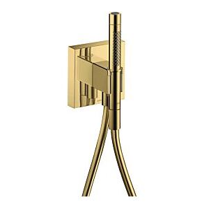 Hansgrohe Axor Starck Organic Portereinheit 12626990 mit Stabhandbrause 2jet, Brauseschlauch, 120x120mm, polished gold optic