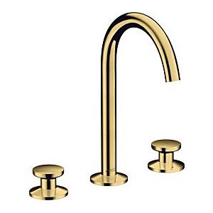 Hansgrohe Axor One 3-Loch-Waschtisch-Armatur 48070990 Ausladung 140mm, mit Push-Open-Ablaufgarnitur, polished gold optic