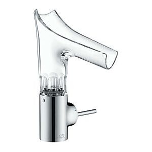 Hansgrohe Axor Starck Waschtischarmatur 12123000 mit Glasauslauf und Ablaufgarnitur, Facettenschliff, chrom