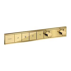 Hansgrohe RainSelect Fertigmontageset 15382990 polished gold optic, Thermostat, 4x Verbraucher, Unterputz