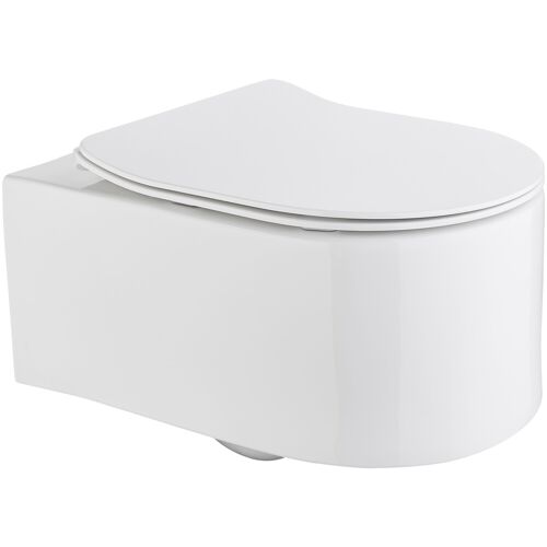 Welltime Tiefspül-WC WELLTIME „Trento“ WCs weiß WC-Becken Toilette spülrandlos, inkl. WC-Sitz mit Softclose