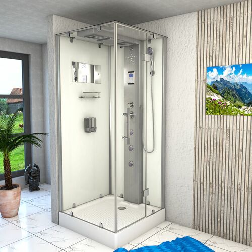 ACQUAVAPORE Dampfdusche Duschtempel Sauna Dusche Duschkabine D38-10R2 90×90 cm – Weiß