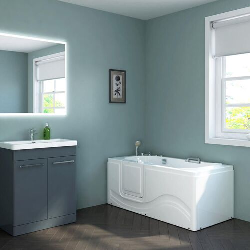 Home Deluxe – Seniorenbadewanne inkl. Whirlpool- vital m Links – Maße: 153 x 76 x 64cm – inkl. komplettem Zubehör i Badewanne mit Tür, Senioren