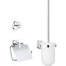 Badaccessoire-Set GROHE "Essentials" Badaccessoires-Sets Gr. glänzend, grau (chrom) Bad-Accessoires Sets verdeckte Befestigung