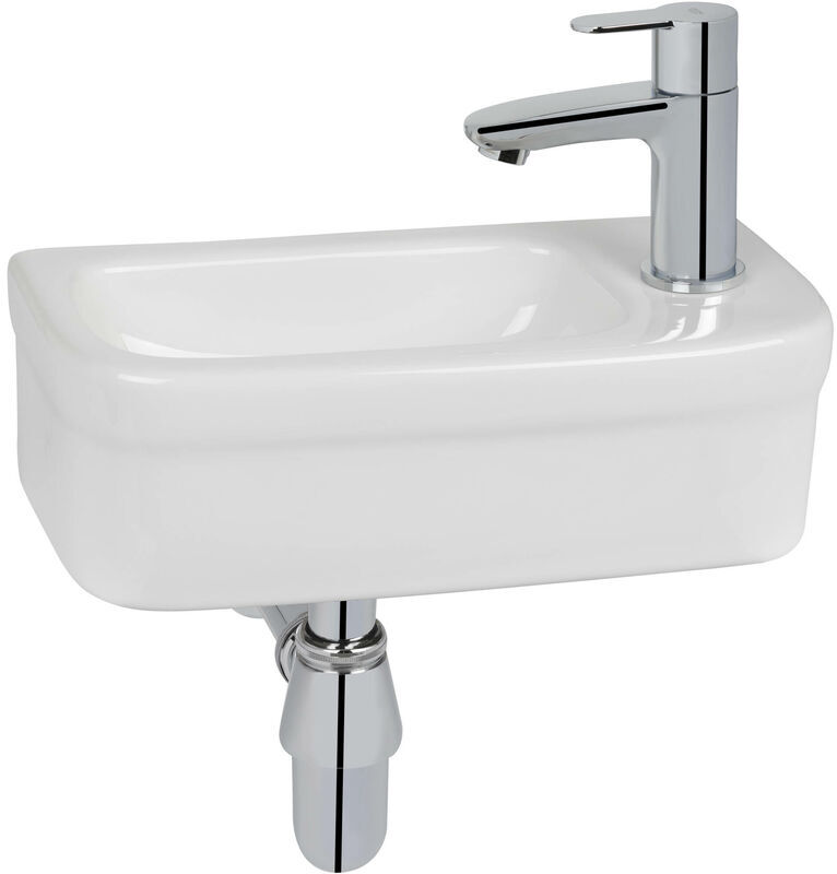 Euro Waschbecken inkl. chrom Armatur rechts 37x18x12cm Weiß - Grohe