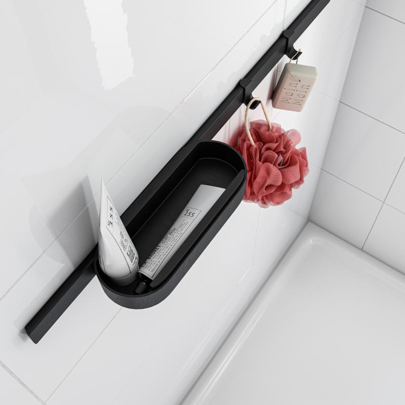 Hansgrohe WallStoris Wandstange mit Ablagekorb, Duschabzieher und Haken, 27967670,