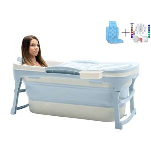 Hello Bath HelloBath® sammenklappeligt badekar - 128 cm lang - Badespand - Olivia Blå - Ekstra lang - Inkl. Badepude, undervandslampe og opbevaringsbetræk