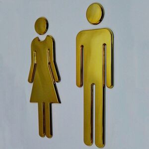 Shoppo Marte 2 PCS 20cm 3D DIY Man & Woman Toilet Sticker WC Door Sign Decals Toilet Signs(Rose Gold)