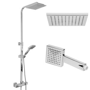 ECD-Germany ECD Germany bruser system med termostat mixer tap, sølv forkromet, vinkel, rustfrit stål bruser sæt bruser fitting regnbruser og håndbruser