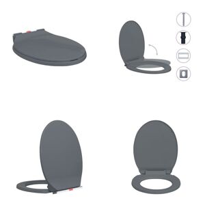 vidaXL toiletsæde med soft close og  quick release-funktion oval grå - Toiletsæde - Toiletsæder - WC-sæde - WC-sæder