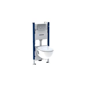 Geberit Renova sampak - hængetoilet/sæde m/softclose m/indb.cist hvid/matkrom