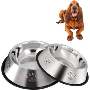 Hundeskål i rustfrit stål, Hundeskål med skridsikker gummibase, Lar