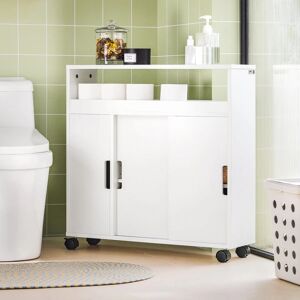 SoBuy Badevogn Fritstående badeværelsesskab,BZR02-W White.  W70 x D20 x H71cm