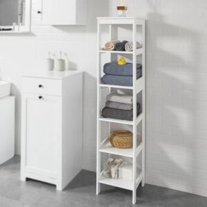 SoBuy Pladsbepsrende badeværelsesreol med 6 hylder BZR14-W White High shelf