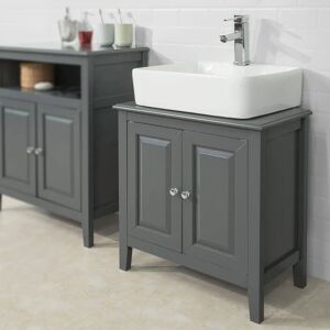 SoBuy Badeværelsesskab, Underskab til vask toiletskab FRG202-DG Grey Sink cabinet(on wall)