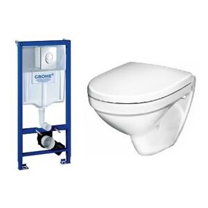 Komplet Pakke Med Gustavsberg Nautic Væghængt Toilet, Grohe Cisterne, Trykknap Og Softclose Sæde