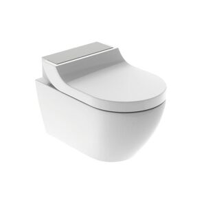 Geberit Aquaclean Tuma Comfort Douchetoilet, Uden Skyllekant, Rengøringsvenlig, Børstet Stål/hvid