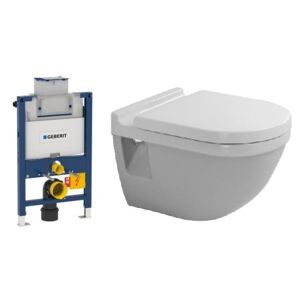 Komplet Pakke Med Duravit Starck 3 Væghængt Toilet, Geberit Cisterne Og Softclose Sæde - Uden Trykknap