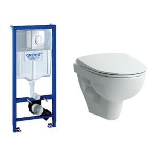 Komplet Pakke Med Laufen Pro Væghængt Toilet, Grohe Cisterne, Trykknap Og Softclose Sæde