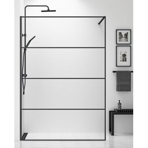 Gustavsberg Square Brusevæg, 138 Cm, Klart Glas, Mat Sort Profil