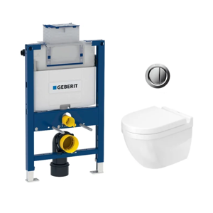 Komplet Pakke Med Duravit Starck 3 Væghængt Toilet, Geberit Cisterne, Trykknappe, Og Softclose Sæde