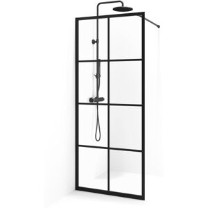 Cassøe New York Brusevæg, 85 Cm, Klart Glas, Sort Profil