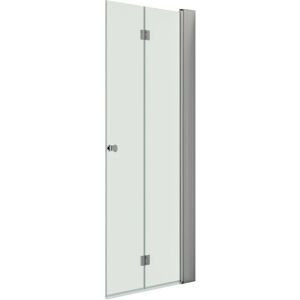 Dansani Match Foldedør Med Tower Badeværelseshylde, 97 Cm, Klart Glas, Satin