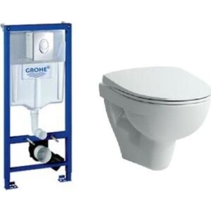 Komplet Pakke Med Laufen Pro Væghængt Toilet, Grohe Cisterne, Trykknap Og Softclose Sæde