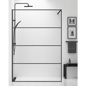 Gustavsberg Square Brusevæg, 118 Cm, Klart Glas, Mat Sort Profil