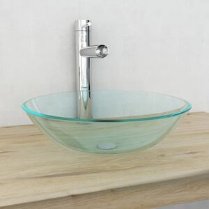 vidaXL håndvask i hærdet glas 42 cm transparent