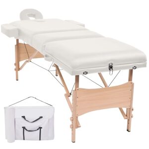 vidaXL sammenfoldeligt massagebord 3 zoner 10 cm tyk hynde hvid