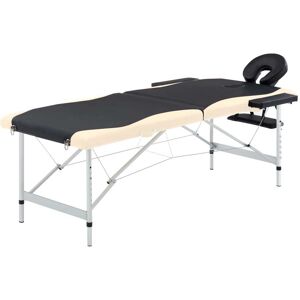 vidaXL sammenfoldeligt massagebord aluminiumsstel 2 zoner sort beige