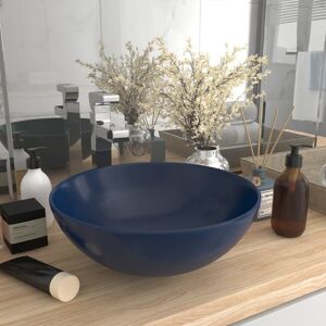 vidaXL keramisk håndvask til badeværelse rund mørkeblå
