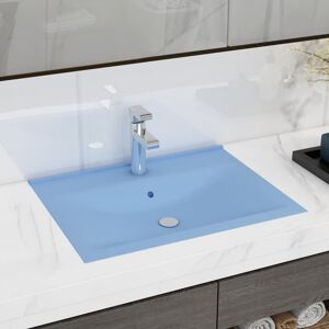 vidaXL luksuriøs håndvask m. vandhanehul 60x46 cm keramisk mat lyseblå