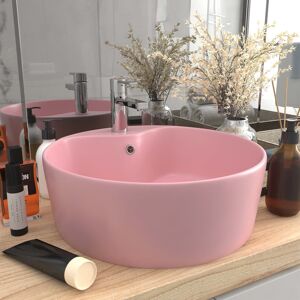 vidaXL luksuriøs håndvask med overløb 36x13 cm keramik mat pink